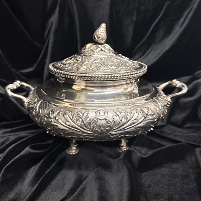 TITULO - PORTUGUISE 916 STANDARD SILVER DECORATIVE SOUP TERRENE MADE IN PORTO - Изображение 1 из 4