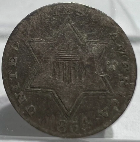 1854 THREE CENT SILVER PIECE VERY GOOD VG Cover