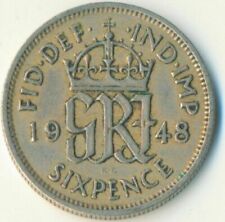1948 George VI Sixpence Coins