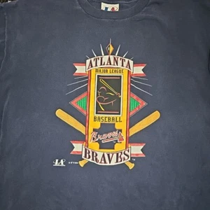 Vintage Atlanta Braves 1994 Single Stitch T Shirt 90s Logo Athletic XL - Picture 1 of 9