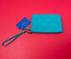 NWT Vera Bradley RFID Front Zip Wristlet Wallet Purse Bag in Turquoise Sea Teal