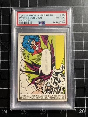 1966 Donruss Marvel Super Heroes #10 CAPTAIN AMERICA ROOKIE PSA 4 Write Caption - Image 1 of 4