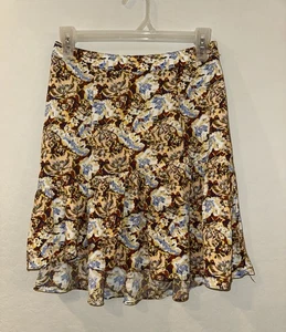 Free People Nadia Wrap Mini Skirt in Yellow Size 0 NWT Boho Floral Beach Ruffle - Picture 1 of 6