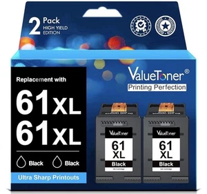 2PK 61 XL Black Ink Cartridge for HP 61 ENVY 4500 4501 4502 4508 5530 5531 5535 - Picture 1 of 3
