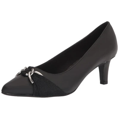 Bomba Electa Easy Street para mujer nueva con etiquetas, negra satinada, 8,5 de ancho Foto 1 de 4