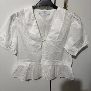 Pretty White Cotton Summer Blouse Size UK M (14/16) Brand New…Lovely! - Picture 1 of 1