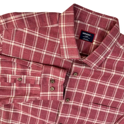UNTUCKit Shirt Mens Large Slim Fit Long Sleeve Plaid Button Up Mauve Cotton - Image 1 of 4