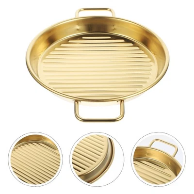  Serviertablett Mit Henkel Griffen Grill-Serviertablett Servierplatte Aus Metall - Bild 1 von 4