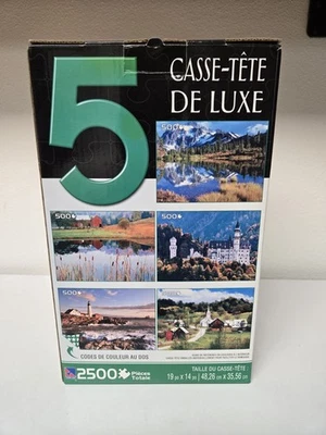5 Deluxe Jigsaw Puzzles (500 pieces each) 2500 Total Pieces - All 19” x 14” - Image 1 of 4