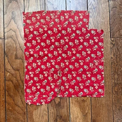 Coton Imprimé Tissu Ancien Fleurs Rouge  - Photo 1/4