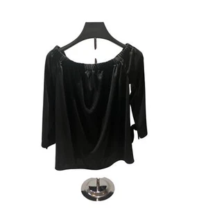 Ann Taylor Black Off Shoulder 3/4 Sleeve Black Blouse Size S - NWT - Picture 1 of 7