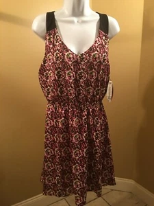 Paperdoll women's sleeveless floral printed dress w/ mesh back large - Foto 1 di 5