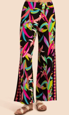 $162 NWT TRINA TURK SzM BIRDS OF PARADISE PULL-ON WIDE-LEG COVER-UP PANTS MULTI - Image 1 of 4