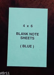 Refill Note Paper  -" BLUE " Loose Sheets - 4 x 6 "  100 Sheets * Lot of 3* - Picture 1 of 1