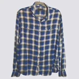 John Varvatos Mens Blue & White Plaid Long Sleeve Button Down Shirt Size XL - Picture 1 of 12
