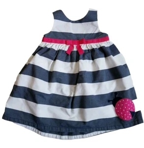Girls Gymboree Dress Sz 6-12 Months Baby Cape Cod Cutie Blue White Ladybug - Picture 1 of 1