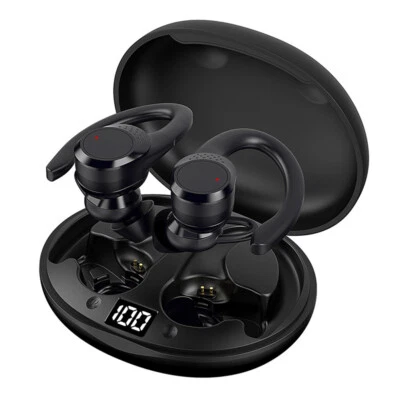 Bluetooth Headset Double Wireless Earphones Earbuds Stereo Headphones Ear Hook - Image 1 of 4