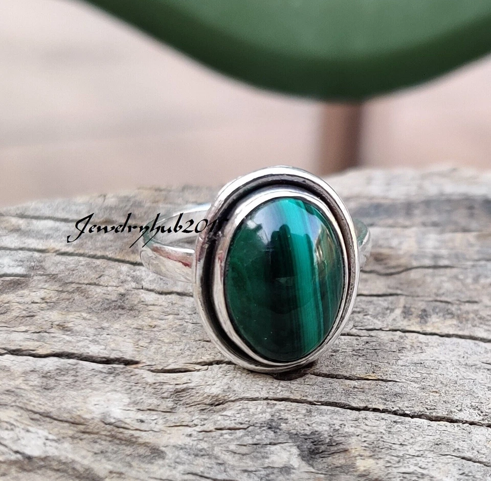 Malachite Ring 925 Silver Ring Handmade Ring Women Ring Gemstone Ring MO126 - Image 1 of 4