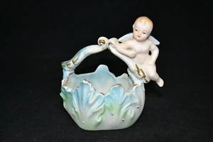 Cherub angel trinket basket with handle, ORION, made in Japan - Picture 1 of 11