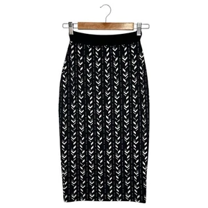 Black Halo Skirt Womens XS Midi Pencil Shirt Geometric Slimming Designer Black - Picture 1 of 12