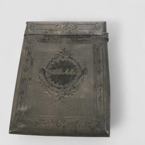 Circa Astuccio porta carte in argento sterling 1860 inseguito a mano - Foto 1 di 5