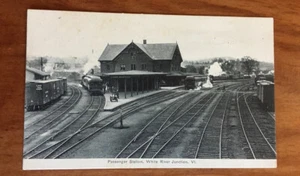 PASSENGER RAILROAD STATION DEPOT WHITE RIVER JUNCTION VERMONT VT POSTCARD c1912 - Picture 1 of 2