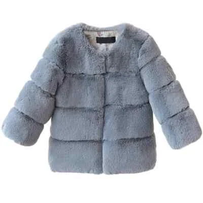New Girls Winter Coat Elegant Teenage Girl Faux Fur Jackets Coats Warm Children - Image 1 of 4