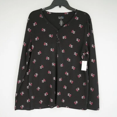 Croft & Barrow Women's Holiday Cardinals Pajama Top M Black Red White NWT - Image 1 of 4