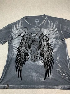 T-shirt Remetee ONYX Eagle stampa grafica uomo XXL nero grigio AOP rock biker - Foto 1 di 19