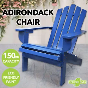Adirondack Chair Outdoor Furniture Garden Beach Deck Lounge Blue Wooden Patio - Picture 1 of 8