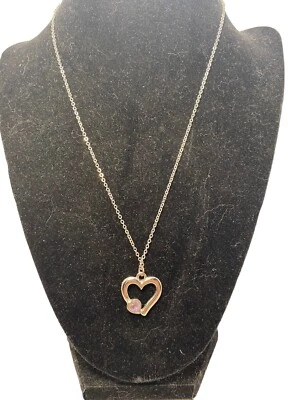 Аметист стекла сердце серебристого тона ожерелье 20 дюймов - Изображение 1 из 4