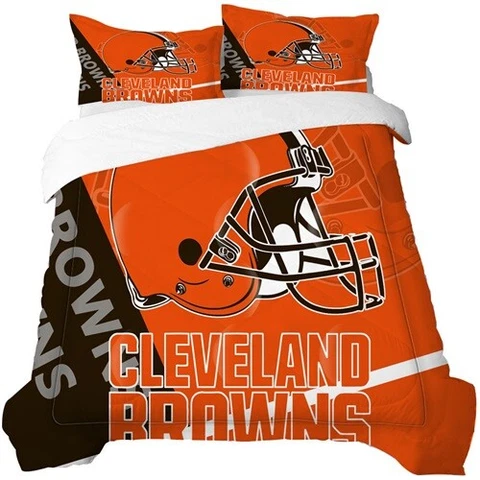 Cleveland Browns 3PCS Comforter Set Soft Quilt Duvet & Pillowcases Bedding Set Cover