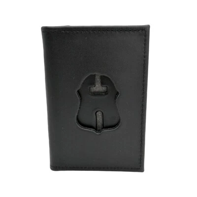 PERFECT FIT FBI Badge Wallet Double ID Outside Mount Black Leather Philadelphia Police