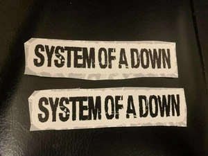 Lot (2) SYSTEM OF A DOWN 3/4" x 3 1/2" Band Logo STICKERS Black FAST SHIP! - Picture 1 of 1