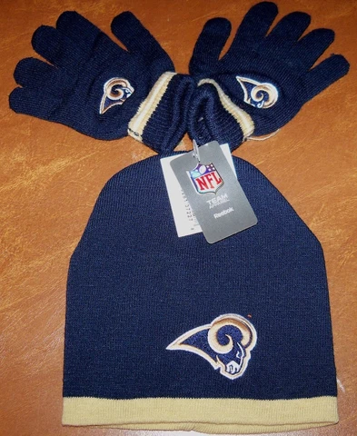 LOS ANGELES RAMS YOUTH SIZE REEBOK STOCKING CAP AND GLOVES NWT Cover