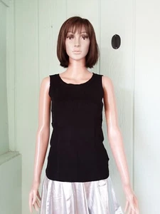 Ellen Tracy #33 Women Top Sleeveless Sz M Black NWT Boat Neck Knit Super Stretch - Picture 1 of 5