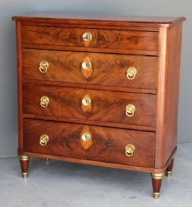 Superb quality antique Empire Biederemeier chest drawers gilt bronze mahogany - Picture 1 of 12