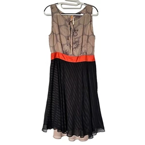 MAEVE Vestito Pullover Midi Seta Nero Arancione Marrone Estivo Taglia 10 - Foto 1 di 5