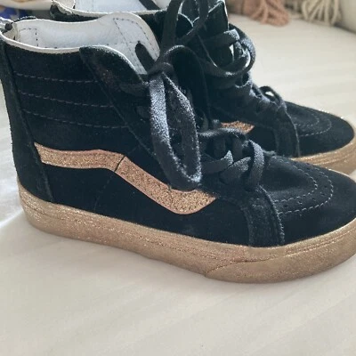 Vans Off The Wall Niños Tenis Negro Gamuza Brillo Cordones Cremallera Talla 12.5 Patinador Foto 1 de 4