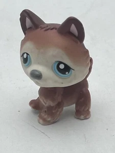 Figura de juego Littlest Pet Shop 2006 marrón blanco husky LPS imán ojos azules - Imagen 1 de 5