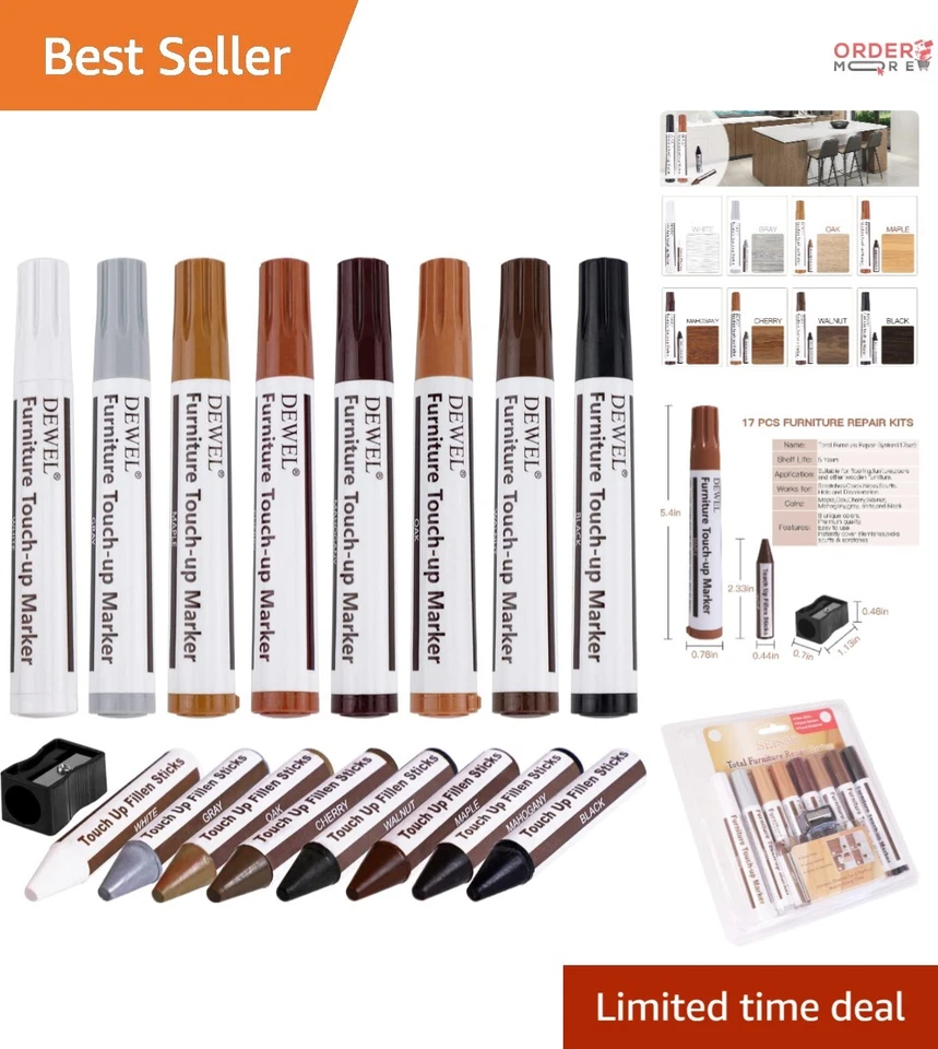 DEWEL Furniture Markers Touch Up Upgrade Wooden Furniture Repair Kit Premiu...