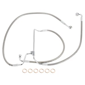 Línea de freno delantero trenzado de acero extendida +4" para Harley Touring 2014-up sin ABS - Imagen 1 de 7