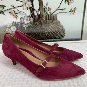 Vionic Womens Minnie Kitten Heel Mary Jane Shoes Size 6 US Burgundy Suede - Picture 1 of 8
