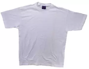 T-shirt bianca in vero cotone da uomo grande made in USA a maniche corte vintage - Foto 1 di 5