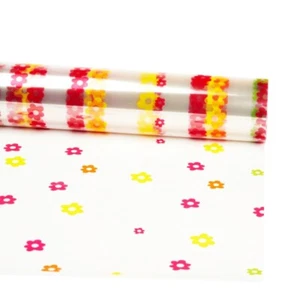 Klare Cellorolle 80 cm x 100 m Gänseblümchen Motiv rot gelb orange grün 80 cm x 100 m - Bild 1 von 1
