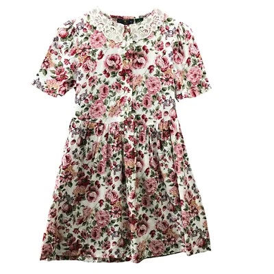Vestido Cottagecore Vintage Charter Club Niñas Talla 12 Rosa Floral Pradera Foto 1 de 4