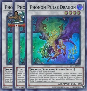 Yugioh! 3x Phonon Pulse Dragon OP16-EN008 Super Rare NM - Picture 1 of 1