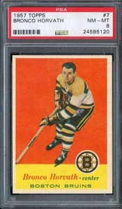 1957-58 Topps #7 Bronco Horvath PSA 8 (RC) Bruins *ML70-470 - Picture 1 of 2