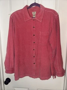 LL Bean Shirt Shacket Womens XL Pink Wide Wale Travel Corduroy Button up 0JTJ1 - Picture 1 of 8