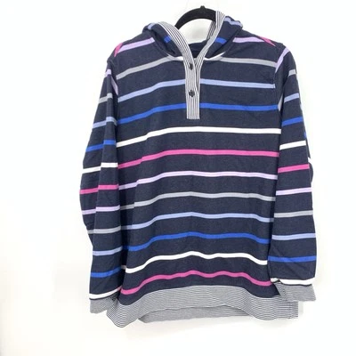 Sudadera con Capucha Lands End Mujer Talla XL 18 Sudaderas Serias Azul Rosa Rayas Sudadera Top Foto 1 de 4